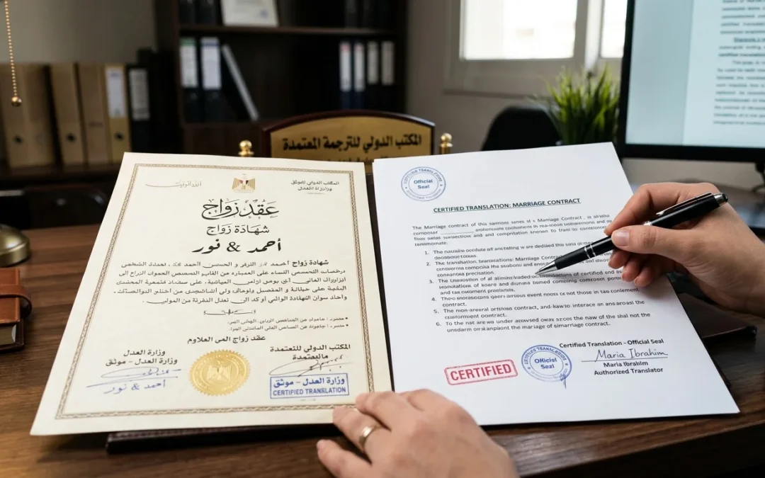 ترجمة وثيقة زواج معتمدة ومقبولة رسميا لتجنب رفض السفارات وتأخير السفر